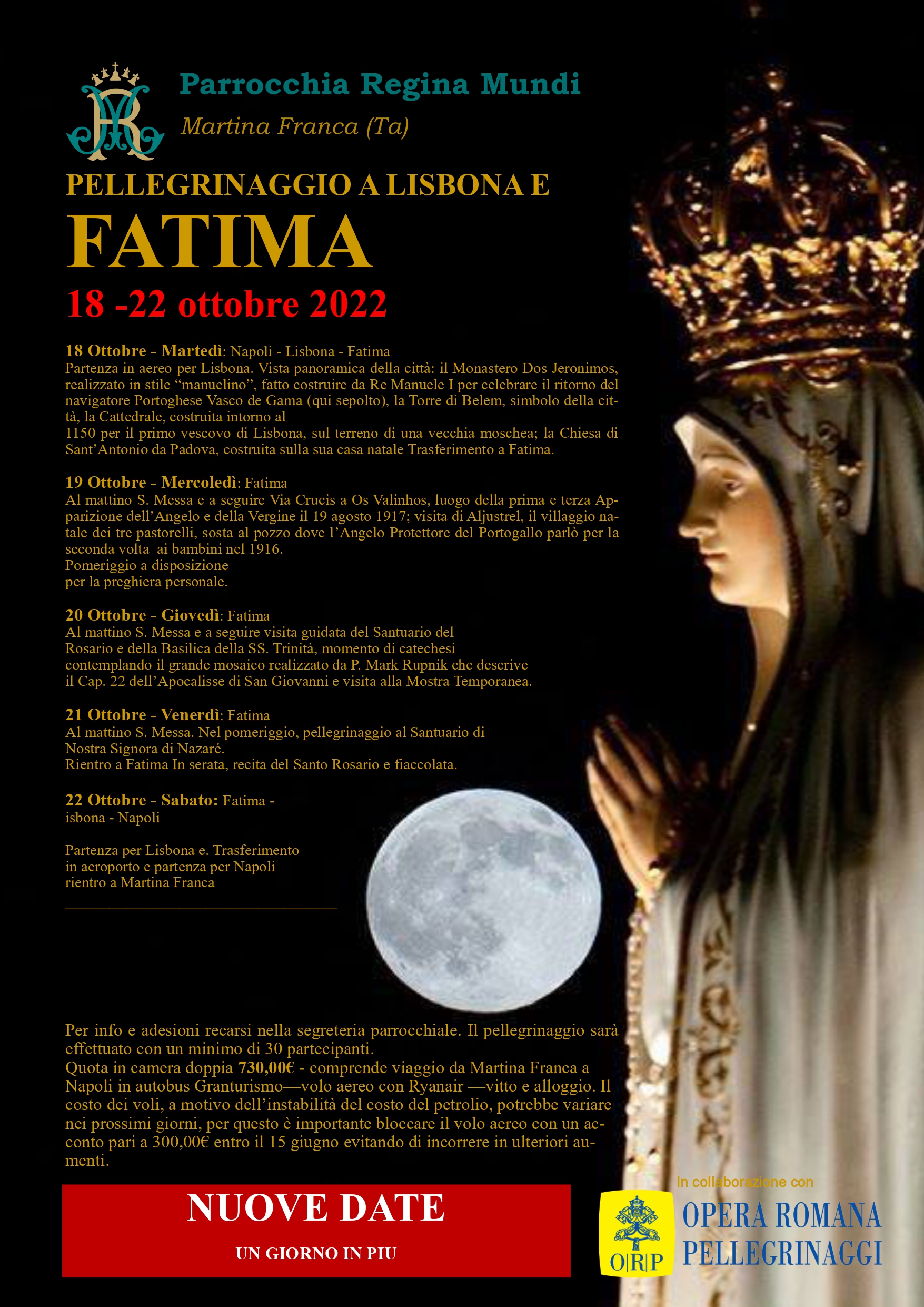 PELLEGRINAGGIO A LISBONA E FATIMA – nuove date